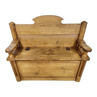 Antique English Pine Monk’s Bench - Circa 1880 For Sale