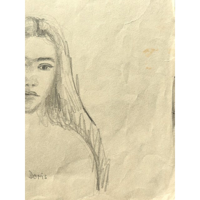 Paper David Adickes Double Sided Early Modern Black & White Figurative Pencil Drawing Study of Doris, Mid 20th Century For Sale - Image 7 of 11