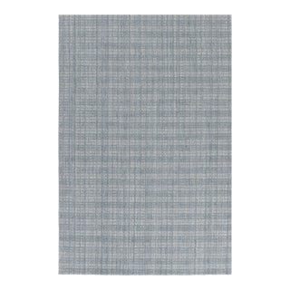 Blue and Gray Tartan Indoor Outdoor Polyester Rug, 9' X 12' For Sale