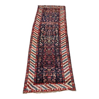 Circa 1900 Caucasian Handwoven Wool Runner Rug -11'4'' 3'8'' For Sale
