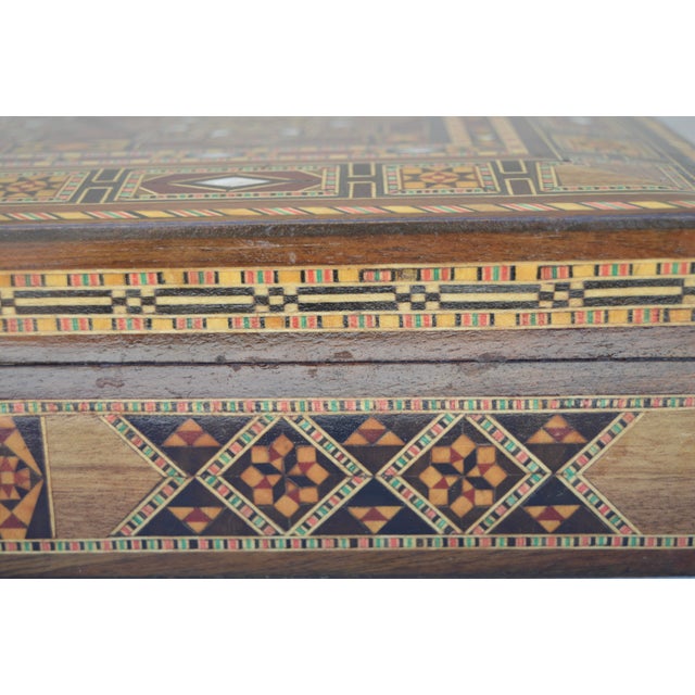 Mid 20th Century Handmade Astral-Patterned Mother-of-Pearl Inlaid Damascene Box For Sale - Image 9 of 14