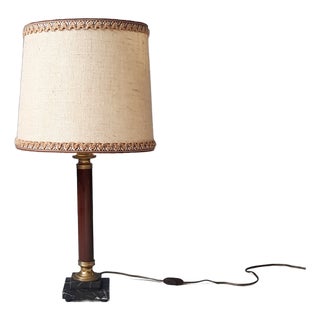Vintage Marble and Faux Bois Table Lamp, 1960s For Sale