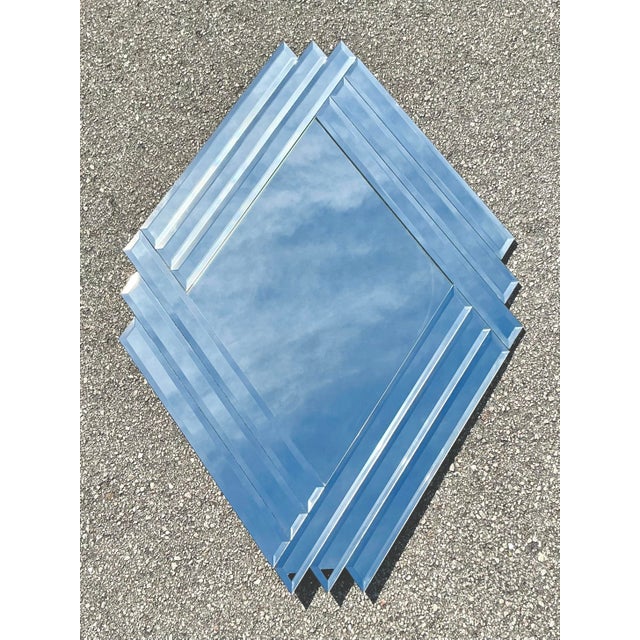 Art Deco Vintage Boho 1980s Beveled Triangle Mirror For Sale - Image 3 of 12