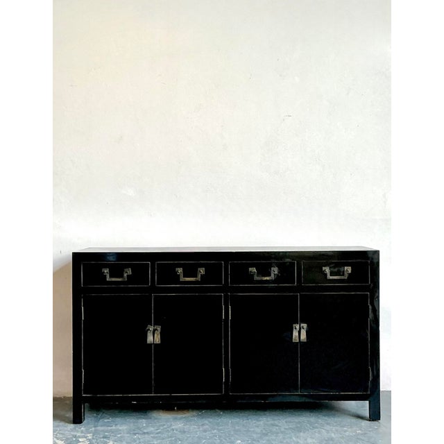 Vintage Asian Black Lacquered Credenza For Sale - Image 14 of 14
