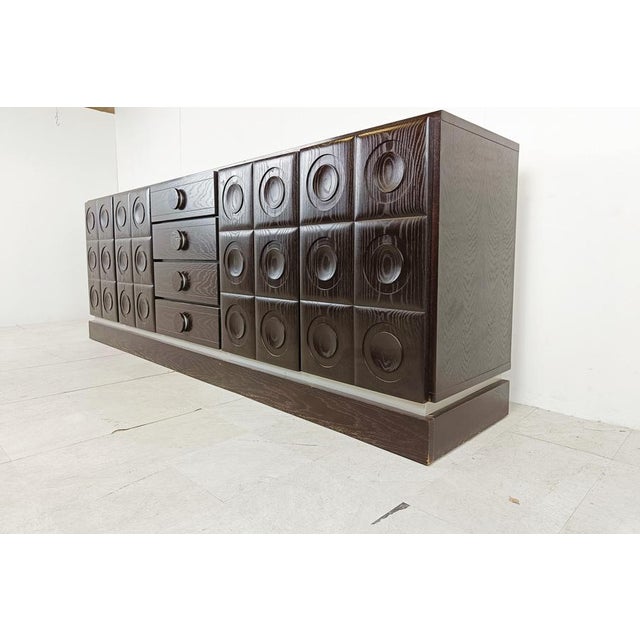 Brown Brutalist Graphical Credenza, 1970s For Sale - Image 8 of 12