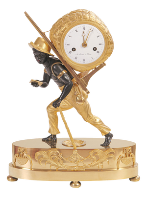 Empire French Bronze Portefaix Clock from Jean-André Reiche, 1808