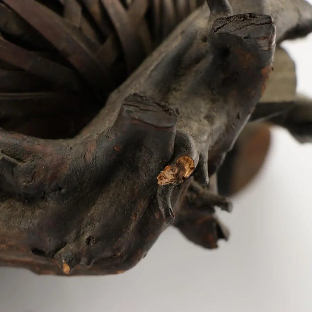 Meiji Japanese Bamboo Basket Hyotan Double Gourd Ikebana Flower Vase Antique Vintage Not Signed For Sale - Image 17 of 18