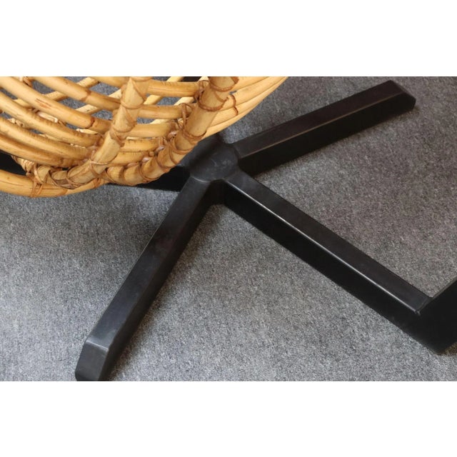 Vintage Bamboo and Rattan Hanging Parrot Chair With Cantilever Steel Frame For Sale - Image 11 of 18