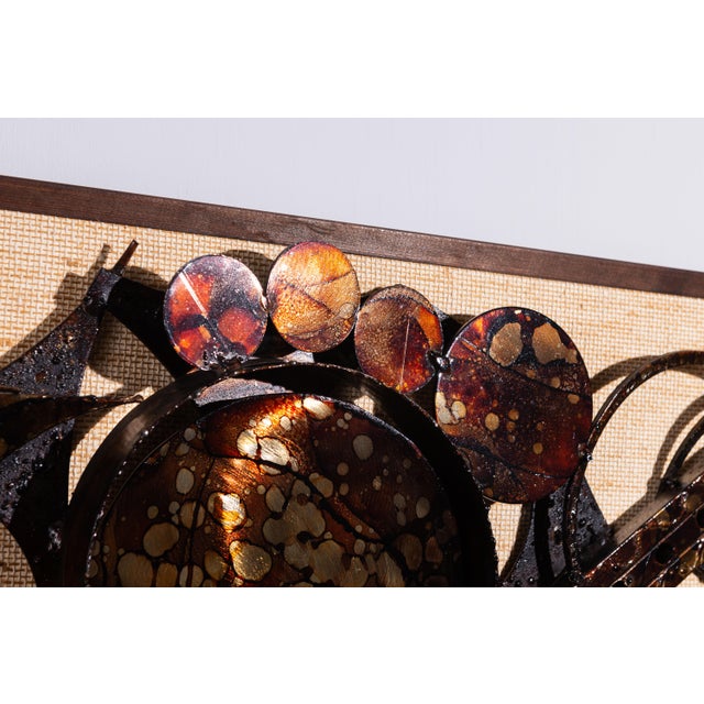 Metal Danish Brutalist Wall Decoration in Metal & Wood & Jute by Henrik Horst, 1976 For Sale - Image 7 of 13