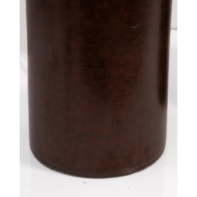Lotte and Gunnar Bostlund Brown Cylindrical Table Lamps Model 1700 Marked a Pair For Sale - Image 9 of 16