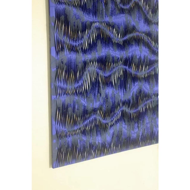 Early 21st Century Contemporary Cobalt Textured Composition, Canvas Painting, Framed For Sale - Image 5 of 13