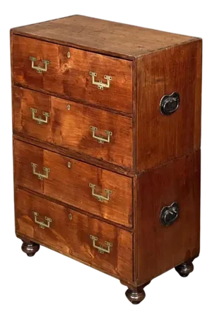 British Military Officer's Campaign Chest or Dresser of Brass-Bound Mahogany