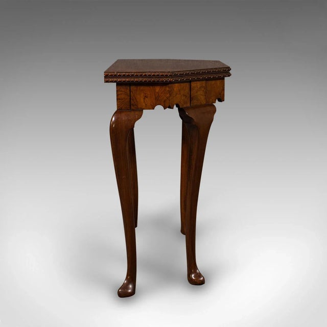 1910s Antique Edwardian English Walnut Fold Over Card Table For Sale - Image 4 of 13