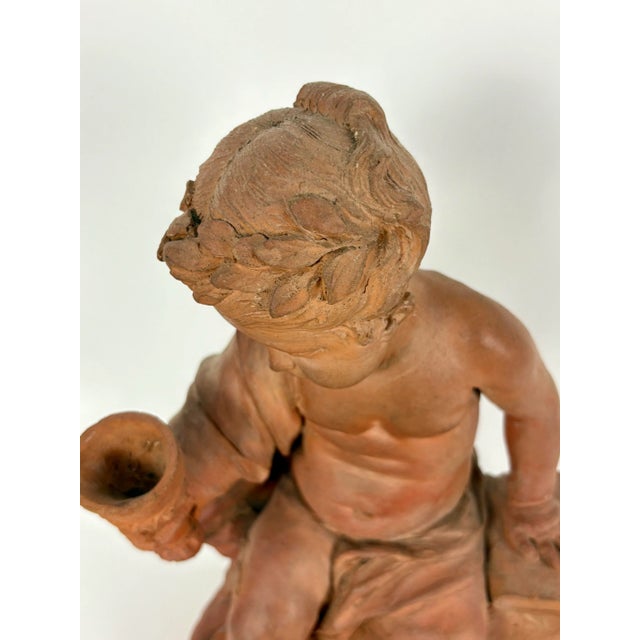 Fine Hand Sculpted 18th Century Terracotta Sculpture of a Young Bacchus With Goblet For Sale In Washington DC - Image 6 of 7