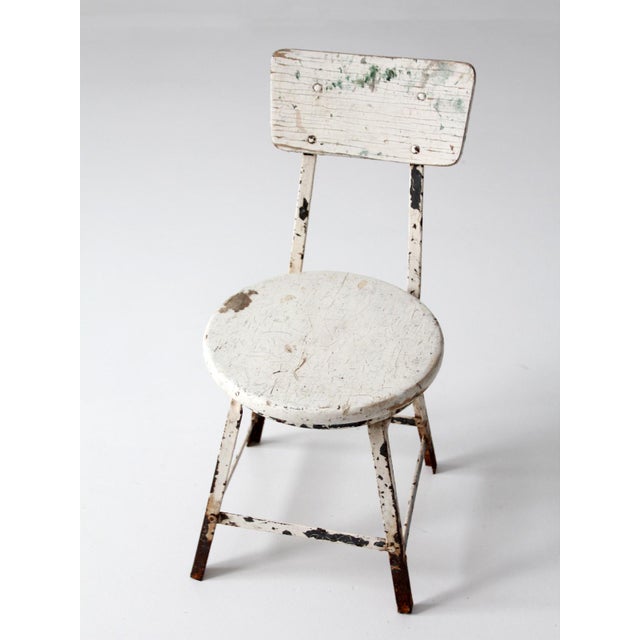 Vintage Child's Wood and Metal School Chair For Sale - Image 4 of 11