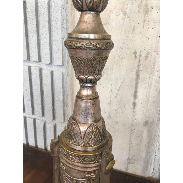 Antique Silver-Plated Copper Candlestick with Embossed Decoration, 1890s For Sale - Image 3 of 7