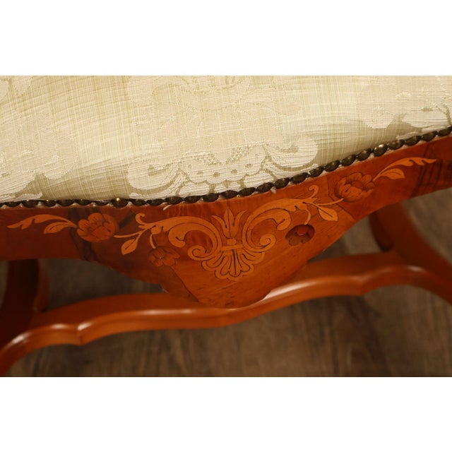 Italian Baroque Style Set of Eight Inlaid Olive Wood Dining Chairs For Sale - Image 16 of 18