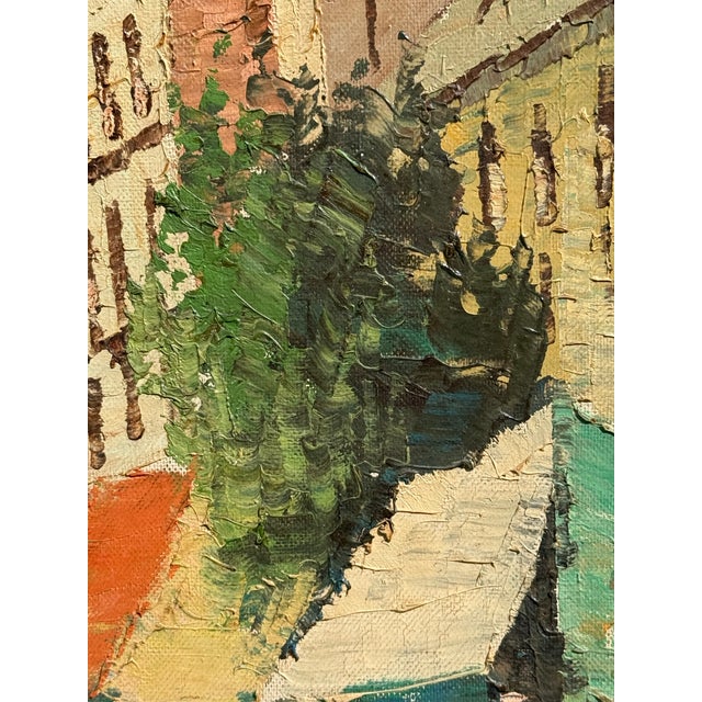Wood Vintage Mid 20th Century Framed Impressionist Oil on Canvas Painting “Bustling Paris Street Scene” by Artist Bernard Dufour For Sale - Image 7 of 12