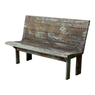Antique Painted Wood Primitive Garden Bench For Sale