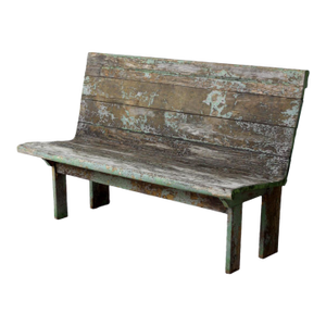 Antique Painted Wood Primitive Garden Bench
