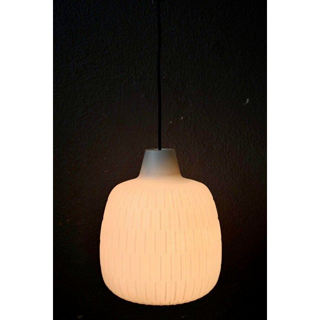 Bergamo Pendant Lamp in White Opaline Glass by Aloys Gangkofner for Peill & Putzler, 1960s For Sale - Image 3 of 8