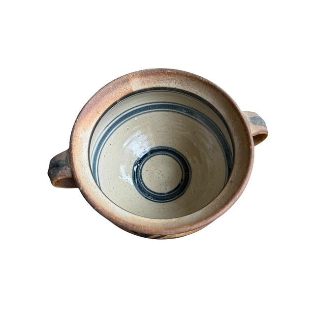 1991 Studio Art Wood Fired Pottery Lidded Bowl For Sale - Image 4 of 9