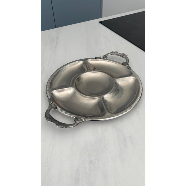 Vintage Round Stainless Steel Serving Tray by Jean Couzon, 1970s For Sale - Image 6 of 11