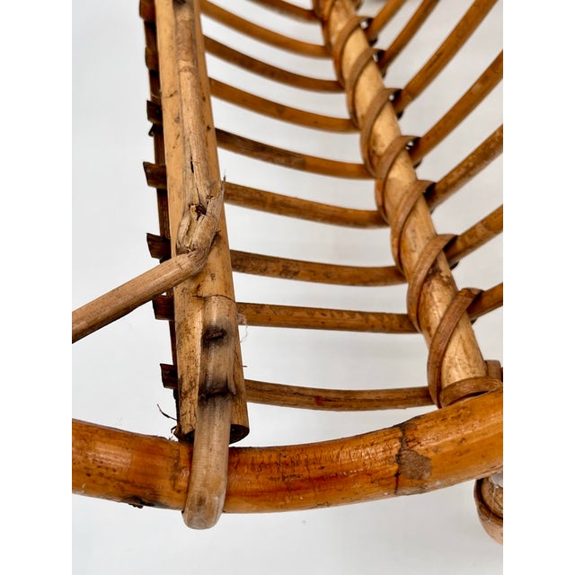 Mid-Century Franco Albini Style Child's Rattan Bamboo Rocking Chair For Sale - Image 11 of 11