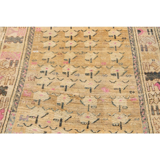 Antique Persian Shiraz Beige Wool Rug With Trabal Pattern For Sale In New York - Image 6 of 9