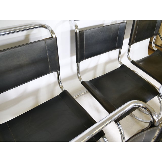 Bauhaus MR10 Cantilever Chairs in Tubular Steel and Leather by Ludwig Mies van der Rohe for Thonet, 1970s, Set of 6 For Sale - Image 10 of 13