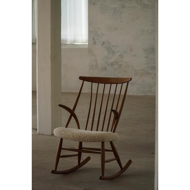 Danish Modern Rocking Chair by Illum Wikkelsø for N. Eilersen, 1960s For Sale - Image 4 of 15