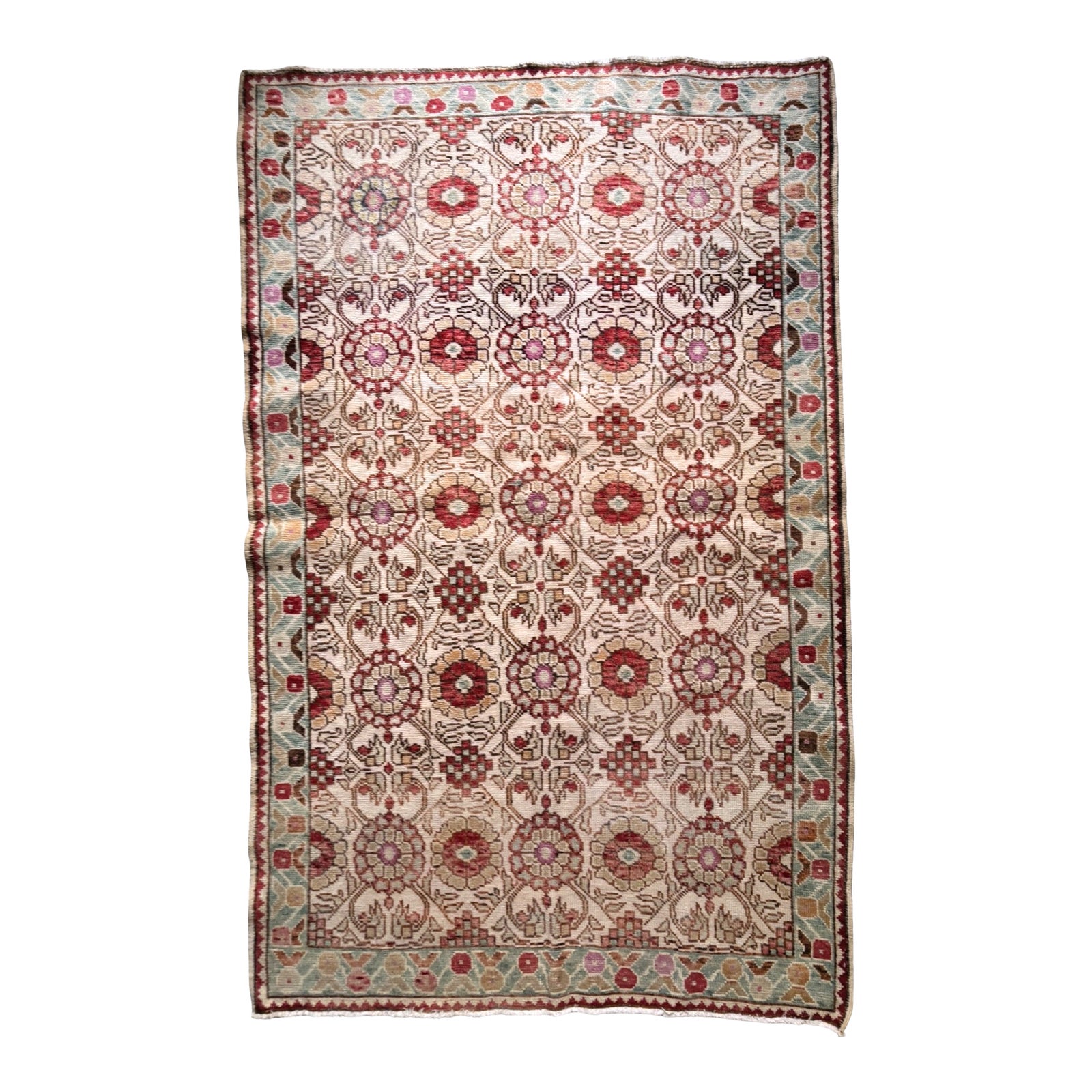 Vintage Turkish Cappadocia Rug | Floral & Geometric Design | 5'x7 ...