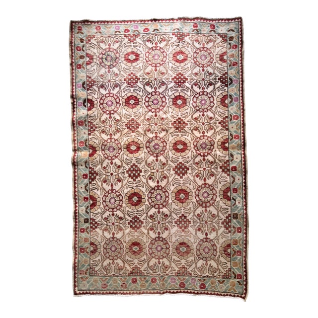 Vintage Turkish Cappadocia Rug | Floral & Geometric Design | 5'x7' For Sale