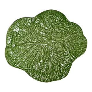 1982 Barbara Eigen Signed Handmade 16" Cabbage Leaf Platter For Sale