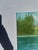 Mid-Century Modern 1990s Riverside and Mountains Landscape Painting With Colorful Bushes on Canvas For Sale - Image 3 of 8