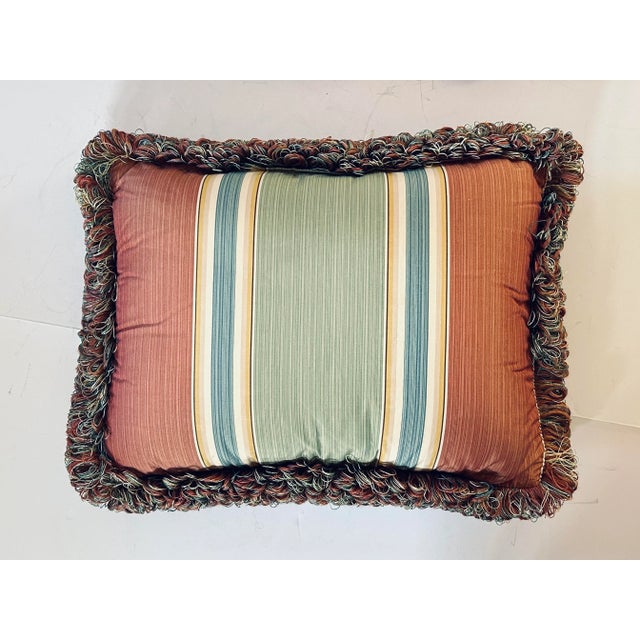 Pair of Striped Toss Pillows With Looped Trim For Sale - Image 4 of 6
