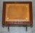 Vintage Brown Leather & Gold Leaf Side Table with Extending Top For Sale - Image 5 of 18