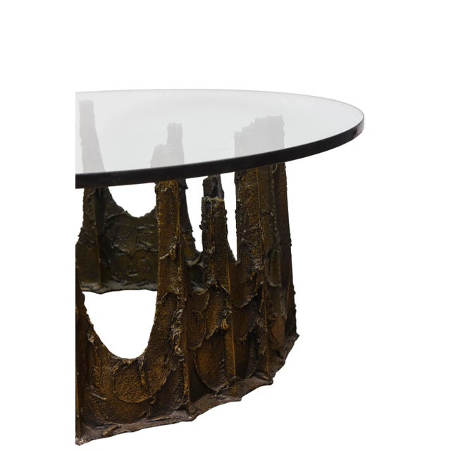 Paul Evans Vintage Paul Evans Signed and Dated Bronze and Glass Stalgamite Cocktail Table, 1970's For Sale - Image 4 of 11