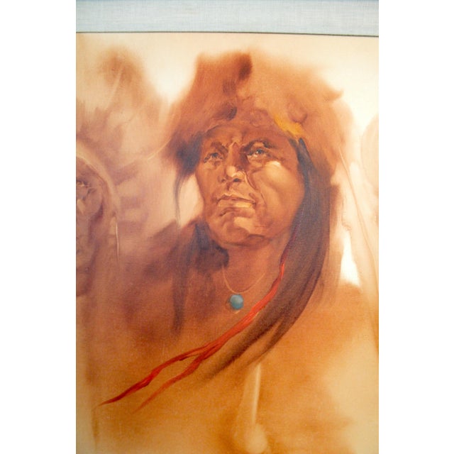 1980s Lisandro Lopez Baylon (B. 1951) 6 Foot American Indian Painting For Sale - Image 11 of 16
