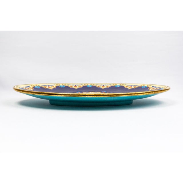 Blue Large Renaissance Oblong Enamel Floral Platter by Maurice-Paul Chevallier for Longwy Manufactory, France, 1960s For Sale - Image 8 of 11