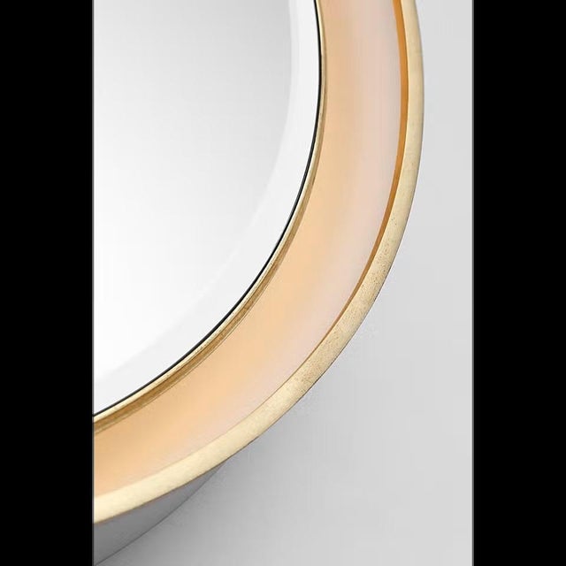 Metal Thomas O'Brien for Visual Comfort Signature Tricia 24" Illuminated Round Mirror in Matte White and Gild For Sale - Image 7 of 12