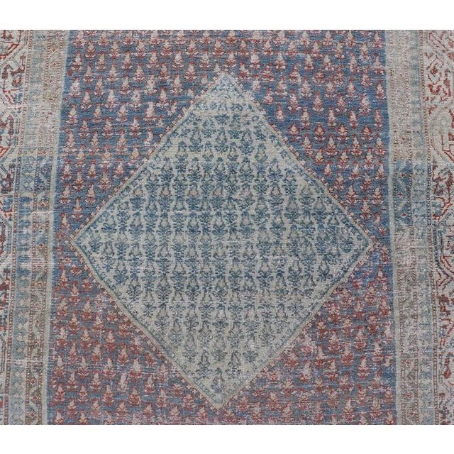1920s Antique Persian Malayer Gallery Rug With Hexagonal Medallion and Geometric Floral Patterns 4'8"x10'5" For Sale - Image 5 of 10