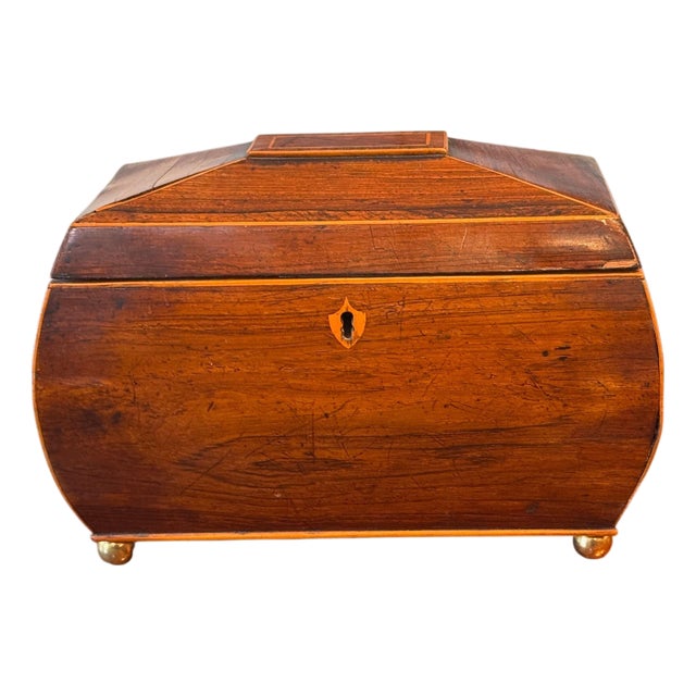 19th Century Sarcophagus Form Tea Caddy With Fitted Interior For Sale