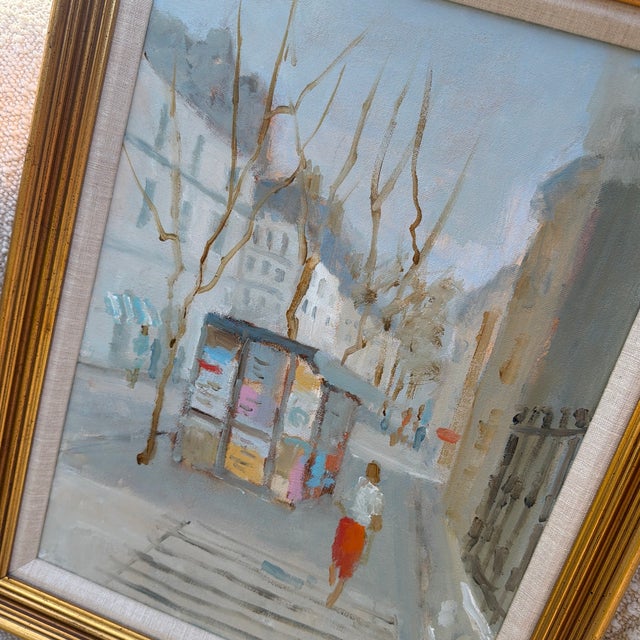 Vintage Original Parisian Street Scene Oil Painting by Jean Lay Sauls, Signed & Framed For Sale - Image 9 of 12