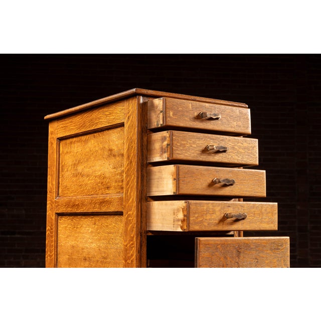 Antique Oak Vertical File Cabinet With Document Drawers by Library Bureau For Sale - Image 9 of 16