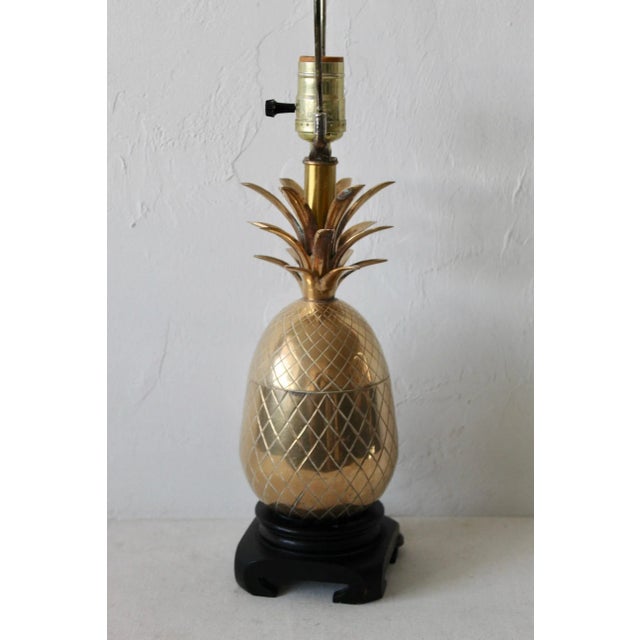 Large Brass Pineapple Table Accent Lamp Vintage Mid Century Hollywood Regency For Sale - Image 12 of 12