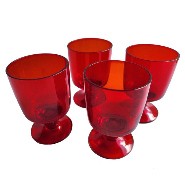 1960s Vintage Pueblo Ruby Wine Glasses by Morgantown, Set of 4 For Sale - Image 5 of 10