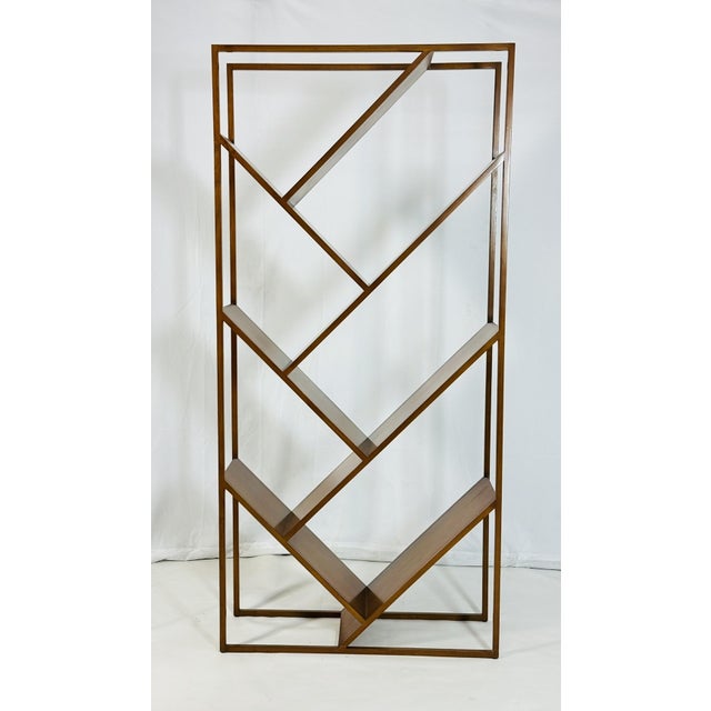 Mid-Century Modern Danish Modern Geometric Wood Étagère Open Display Bookcase, Mid-Century Style For Sale - Image 3 of 17