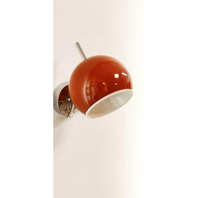 Mid-Century Modern Space Age Adjustable Chrome and Red Wall Light For Sale - Image 3 of 12