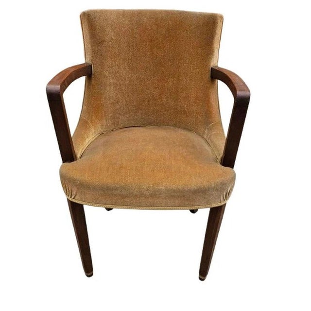 Art Deco British Velvet Salon Armchair, 1930 For Sale - Image 3 of 10
